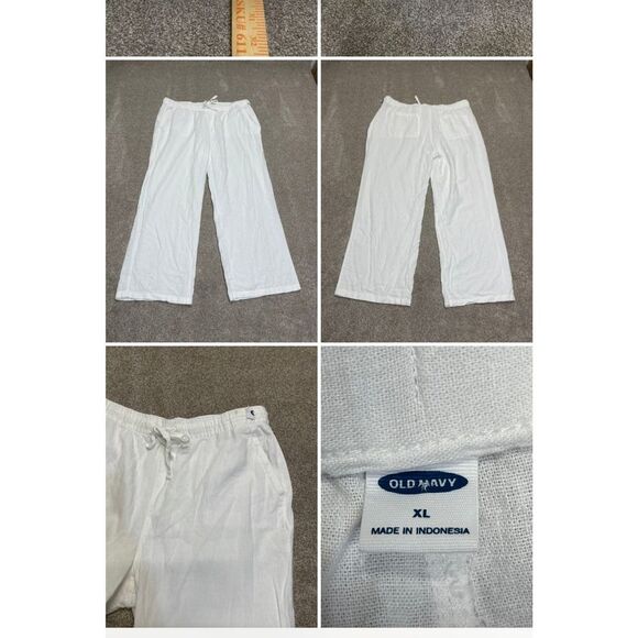 Old navy womens wide leg pull on pants sz X-Large high rise white line blend nwt - Picture 1 of 12